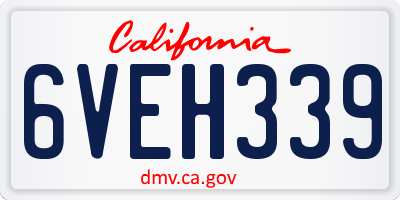 CA license plate 6VEH339