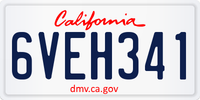 CA license plate 6VEH341