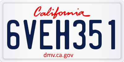 CA license plate 6VEH351