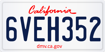 CA license plate 6VEH352