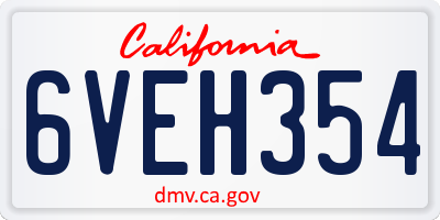 CA license plate 6VEH354