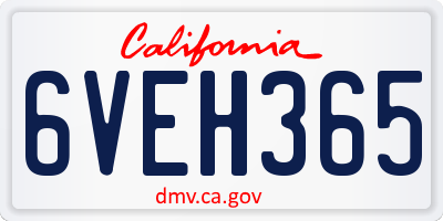 CA license plate 6VEH365