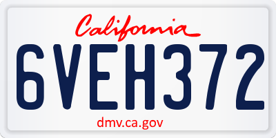 CA license plate 6VEH372