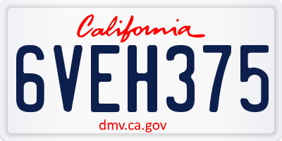 CA license plate 6VEH375