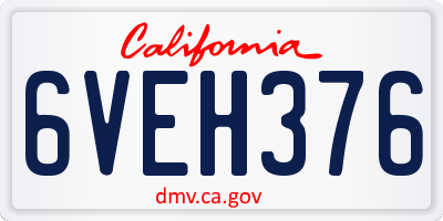 CA license plate 6VEH376