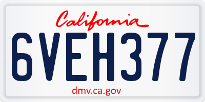 CA license plate 6VEH377