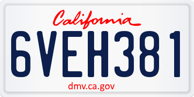CA license plate 6VEH381