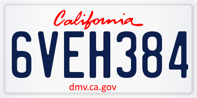 CA license plate 6VEH384