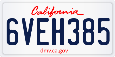 CA license plate 6VEH385
