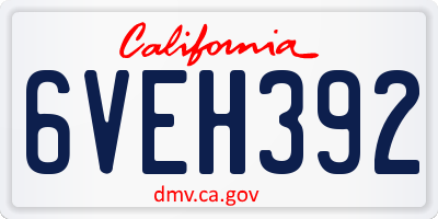 CA license plate 6VEH392