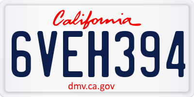 CA license plate 6VEH394