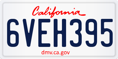CA license plate 6VEH395