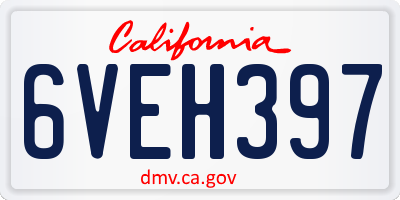 CA license plate 6VEH397
