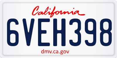 CA license plate 6VEH398