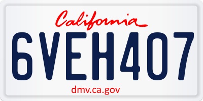 CA license plate 6VEH407