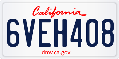 CA license plate 6VEH408