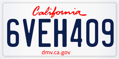 CA license plate 6VEH409