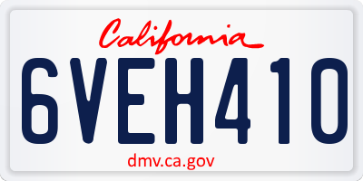 CA license plate 6VEH410
