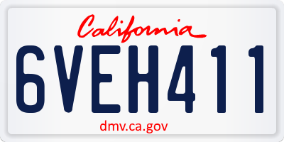 CA license plate 6VEH411