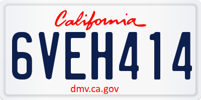 CA license plate 6VEH414