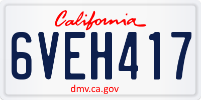 CA license plate 6VEH417
