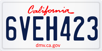 CA license plate 6VEH423