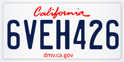CA license plate 6VEH426