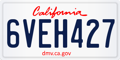 CA license plate 6VEH427