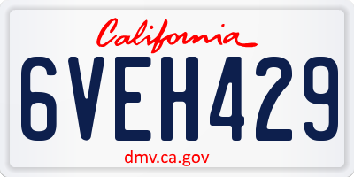 CA license plate 6VEH429