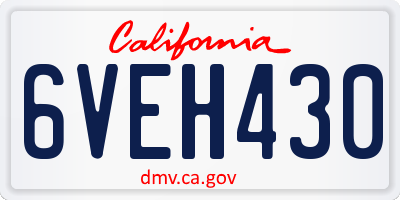 CA license plate 6VEH430