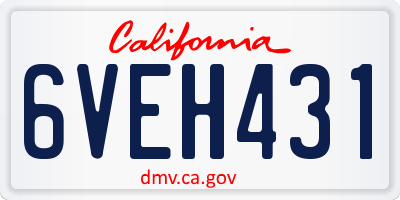 CA license plate 6VEH431