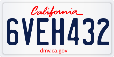 CA license plate 6VEH432