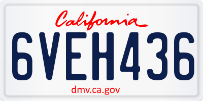 CA license plate 6VEH436