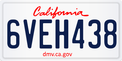 CA license plate 6VEH438