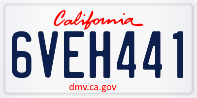 CA license plate 6VEH441