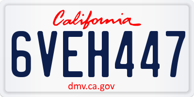 CA license plate 6VEH447