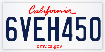 CA license plate 6VEH450