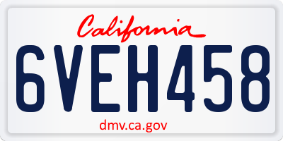 CA license plate 6VEH458