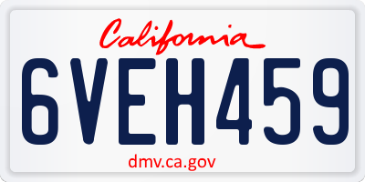 CA license plate 6VEH459