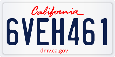 CA license plate 6VEH461