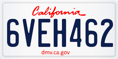 CA license plate 6VEH462