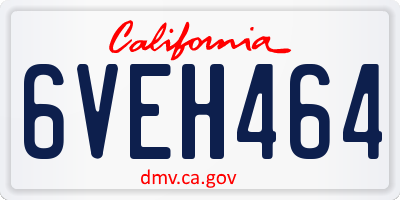 CA license plate 6VEH464