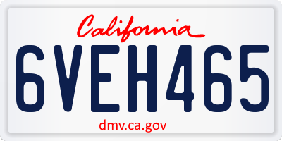 CA license plate 6VEH465
