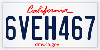 CA license plate 6VEH467