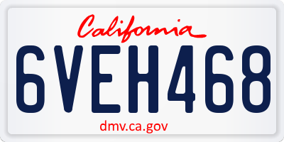 CA license plate 6VEH468