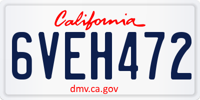 CA license plate 6VEH472