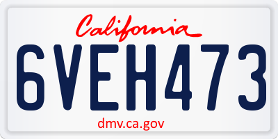 CA license plate 6VEH473
