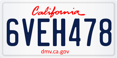 CA license plate 6VEH478