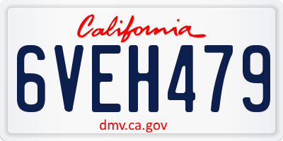 CA license plate 6VEH479