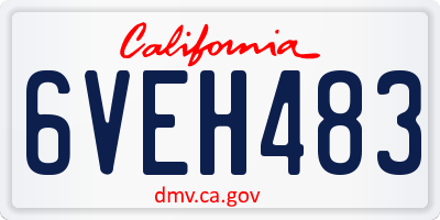 CA license plate 6VEH483